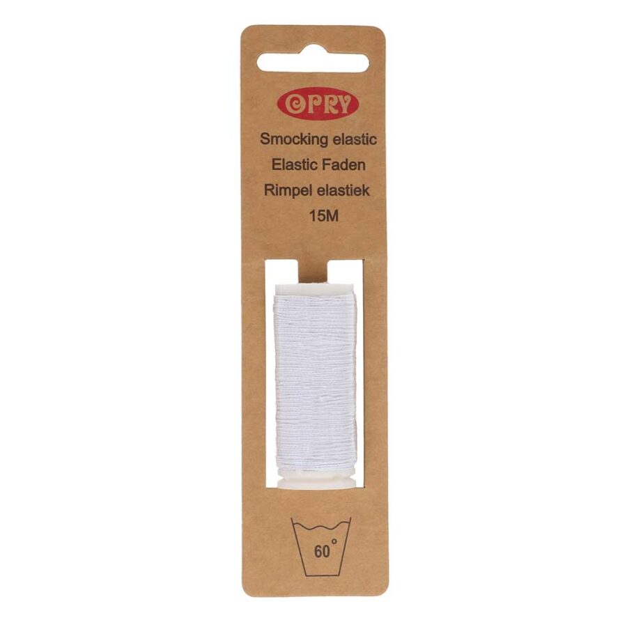 Rimpelelastiek op klos 1mm wit